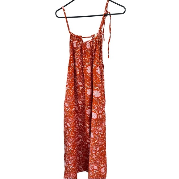 World Market Estrella Floral Dot Fall Orange Maxi Swing Dress Women’s Size S/M - Picture 9 of 13